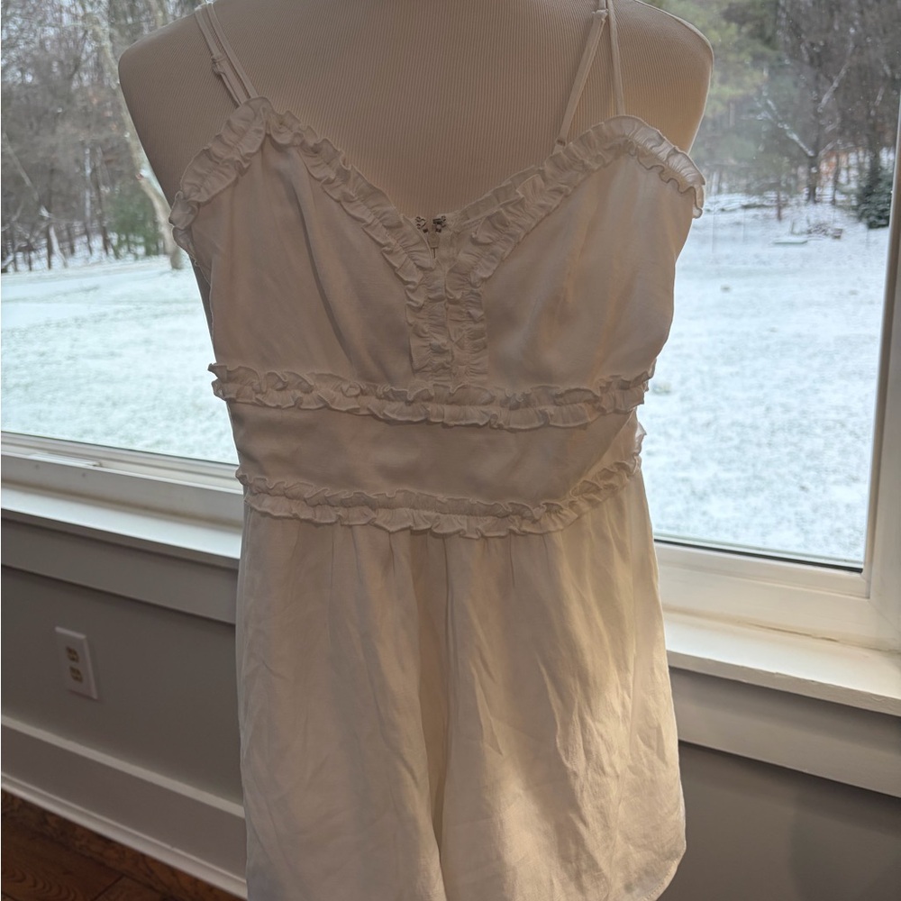 Mi Ami White Ruffled Jumpsuit